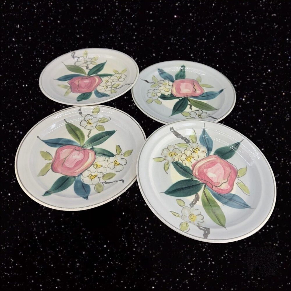 Red Wing Pottery Minnesota‎ USA Normandy Dish Plate Apple Ceramic 7"W 4 Pcs VTG